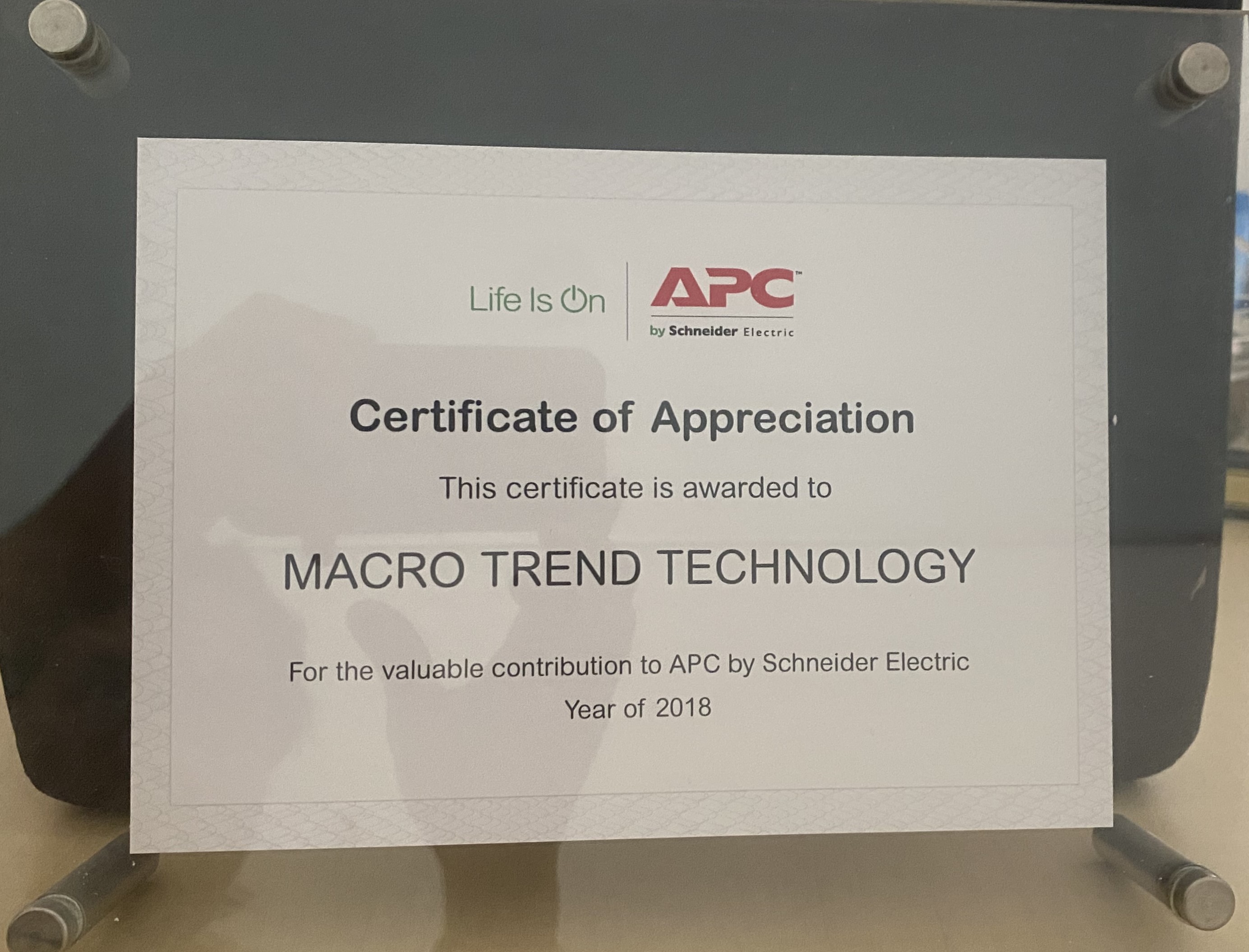 APC - Certificate of Appreciation