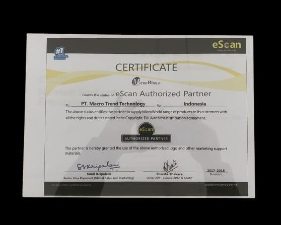 Certificate eScan Authorized Patner