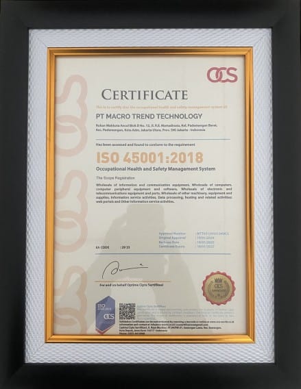 Certificate Occupational Healt and Safety Management System